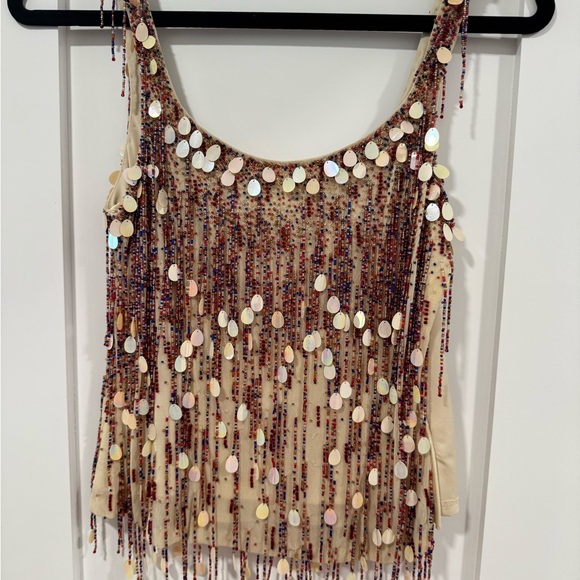 Tops - Vintage Beaded Fringe Tank Top